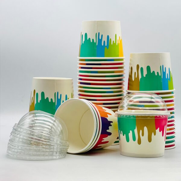 Ice cream paper cups with lids