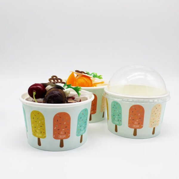Ice cream paper cups with lids packaging