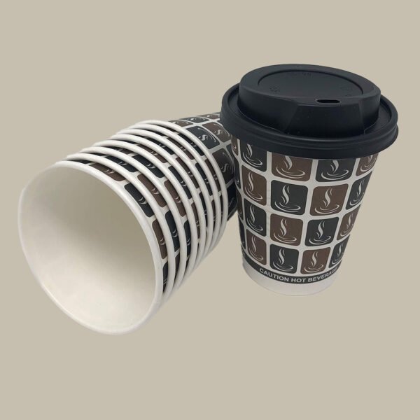 Paper cups with lids packaging